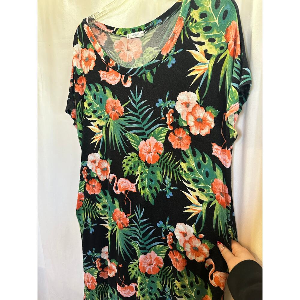 Cherish Tropical Flamingo Maxi Dress with Pockets | Small/Medium - Picture 7 of 8